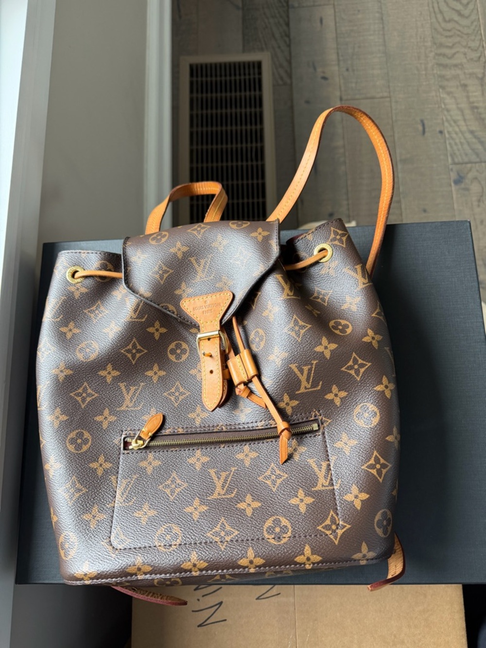 Louis Vuitton Monogram Canvas Drawstring Backpack with Vachetta Trim